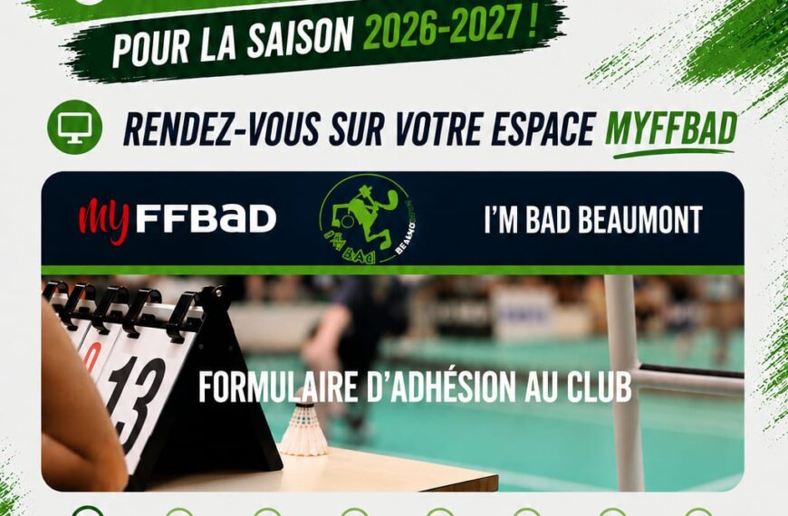 Les inscriptions pour la saison 2026/2027 sont ouvertes